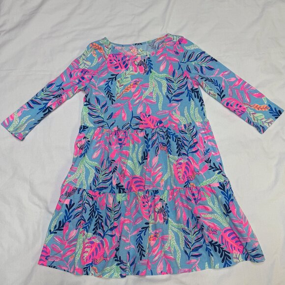 Lilly Pulitzer Mini Geanna Dress Porto Blue You’ve Been Spotted Size L 8-10, EUC - Picture 1 of 9